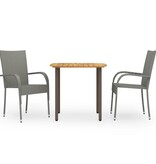 VidaXL 3-delige Tuinset poly rattan grijs