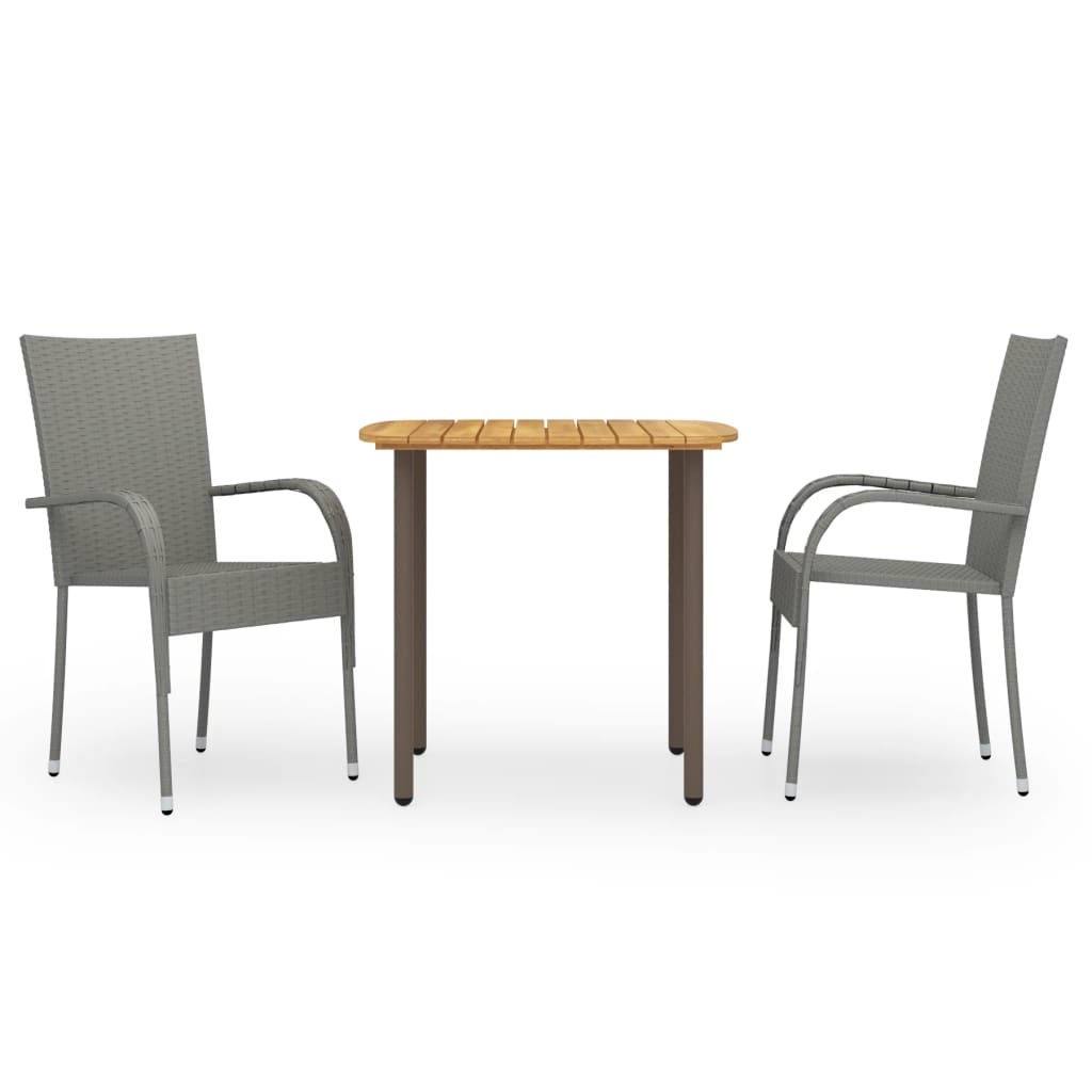 VidaXL 3-delige Tuinset poly rattan grijs