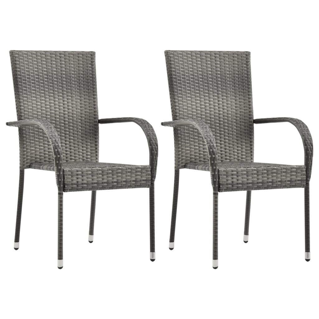 VidaXL 3-delige Tuinset poly rattan grijs