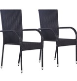 VidaXL 3-delige Tuinset poly rattan zwart