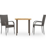 VidaXL 3-delige Tuinset poly rattan bruin