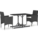 VidaXL 3-delige Tuinset zwart