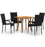 VidaXL 5-delige Tuinset zwart