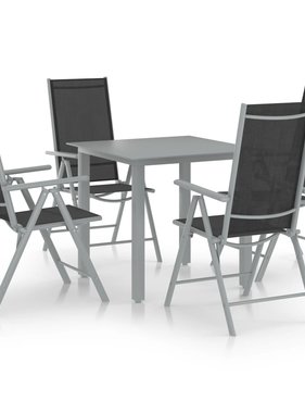 VidaXL 5-delige Tuinset aluminium zilverkleurig en zwart