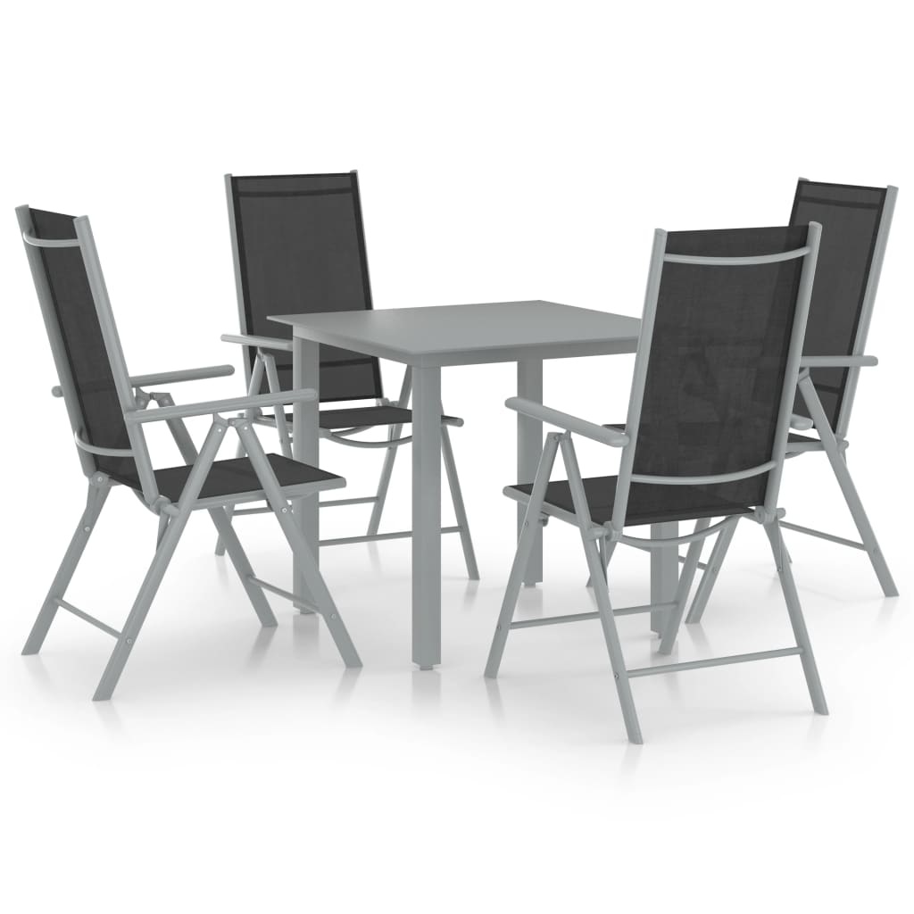VidaXL 5-delige Tuinset aluminium zilverkleurig en zwart
