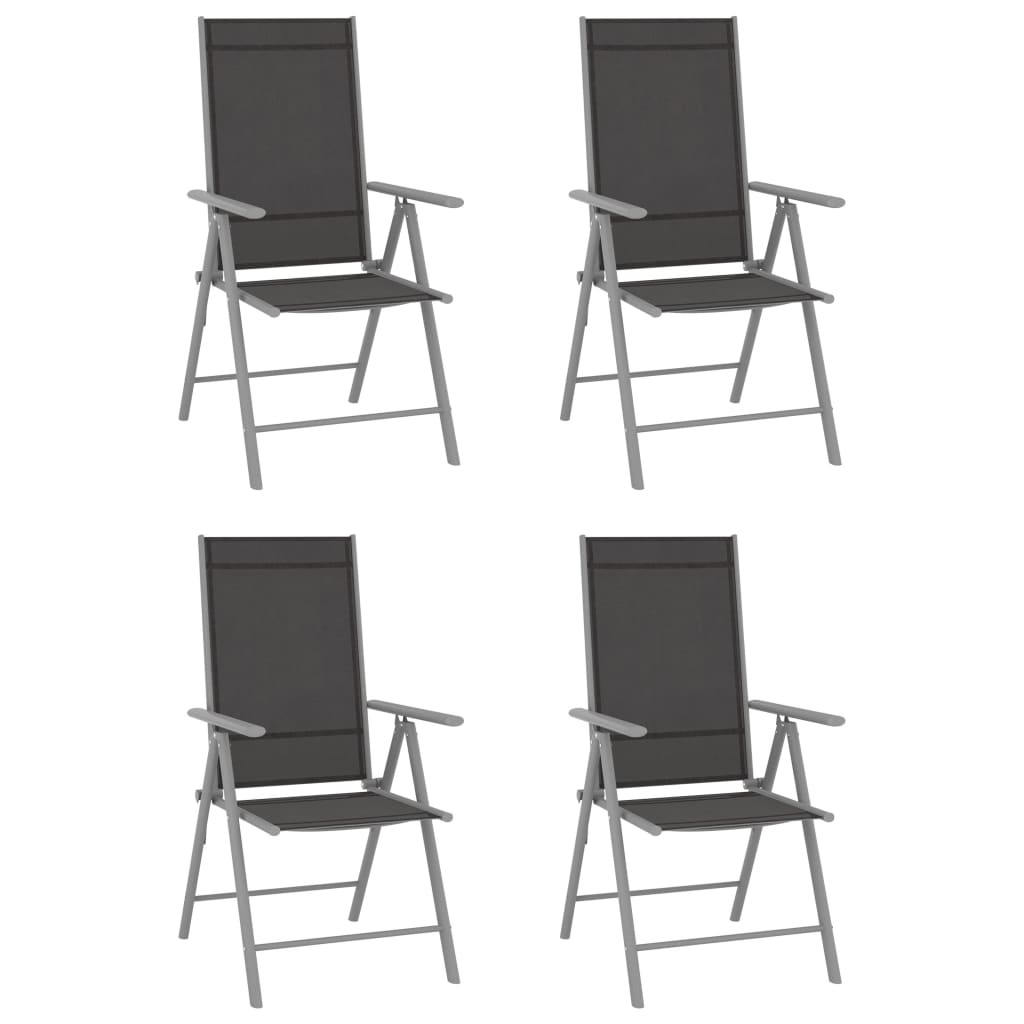VidaXL 5-delige Tuinset aluminium zilverkleurig en zwart