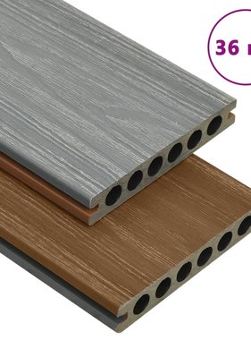VidaXL Terrasplanken met accessoires 36 m² 2,2 m HKC bruin en grijs