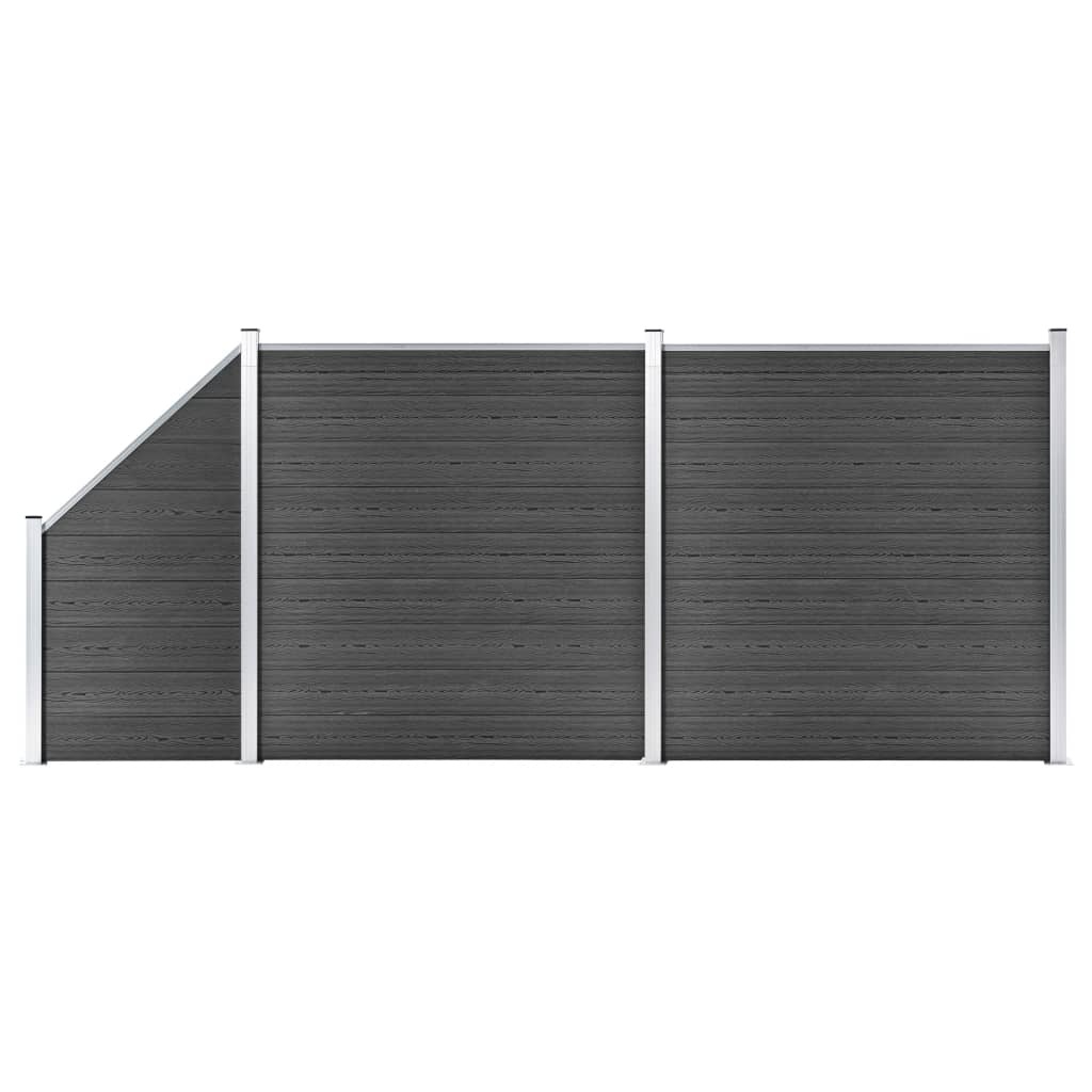 VidaXL Schuttingpanelenset 446x(105-186) cm HKC zwart