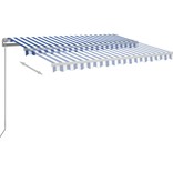 VidaXL Luifel automatisch uittrekbaar met palen 3,5x2,5 m blauw en wit