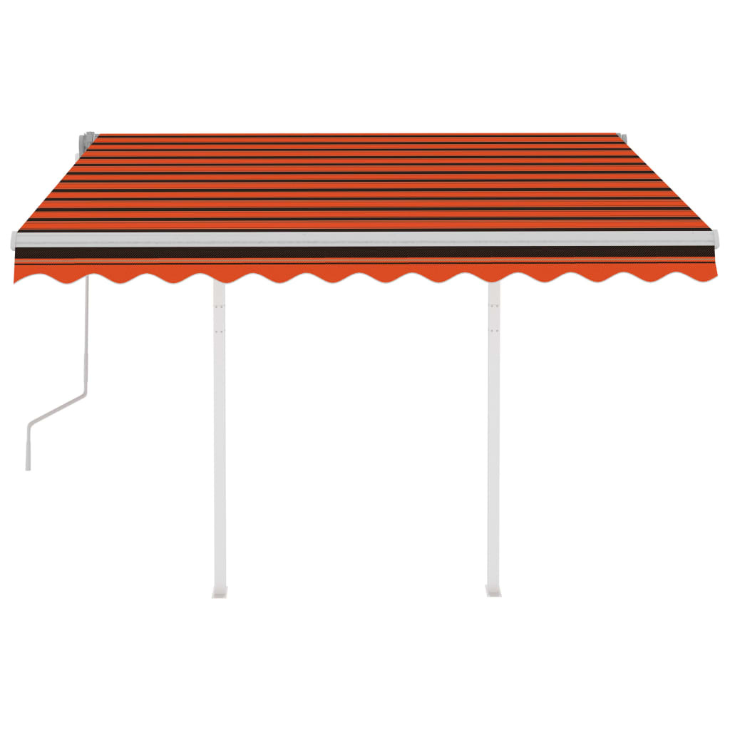 vidaXL Luifel handmatig uittrekbaar met palen 3x2,5 m oranje en bruin
