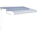 vidaXL Luifel handmatig uittrekbaar met palen 3x2,5 m blauw en wit