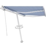 VidaXL Luifel vrijstaand automatisch 350x250 cm blauw en wit