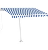 vidaXL Luifel vrijstaand handmatig uittrekbaar 300x250 cm blauw en wit