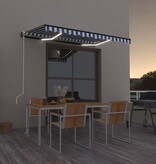 VidaXL Luifel automatisch met LED en windsensor 350x250 cm blauw wit