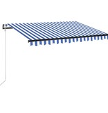 VidaXL Luifel automatisch met LED en windsensor 350x250 cm blauw wit