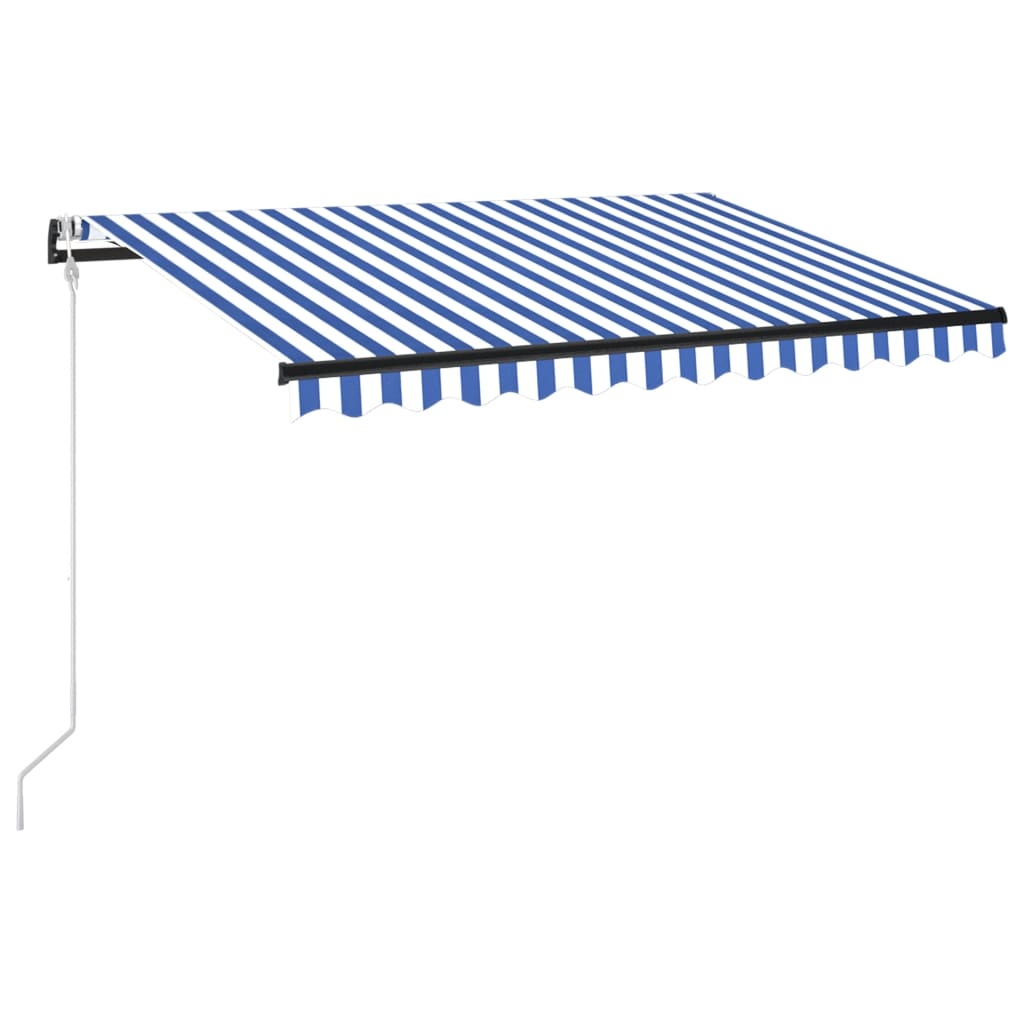 VidaXL Luifel automatisch met LED en windsensor 350x250 cm blauw wit