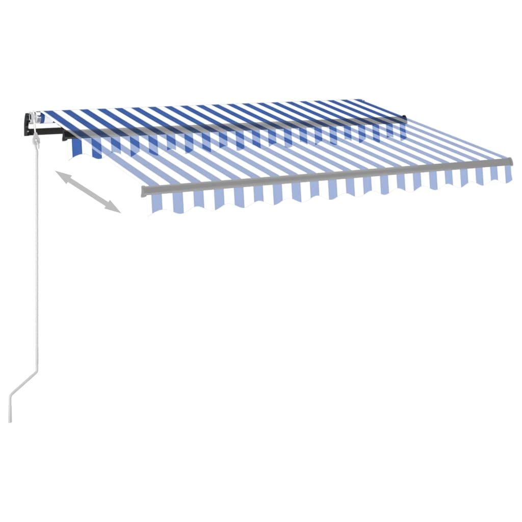 VidaXL Luifel automatisch met LED en windsensor 350x250 cm blauw wit