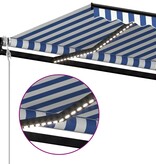 VidaXL Luifel automatisch met LED en windsensor 350x250 cm blauw wit