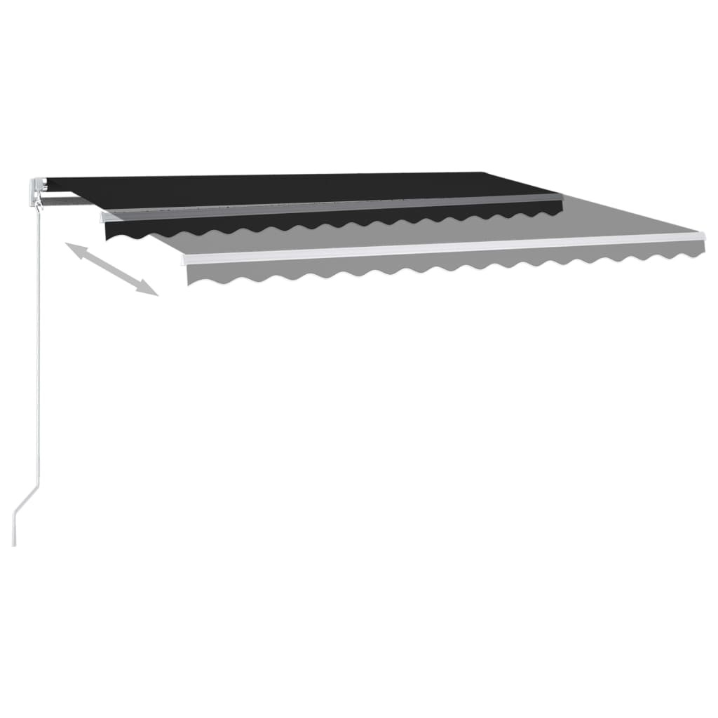 VidaXL Luifel handmatig uittrekbaar 400x350 cm antracietkleurig