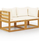 VidaXL Tuinbank 2-zits met crèmewitte kussens