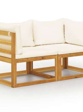 VidaXL Tuinbank 2-zits met crèmewitte kussens