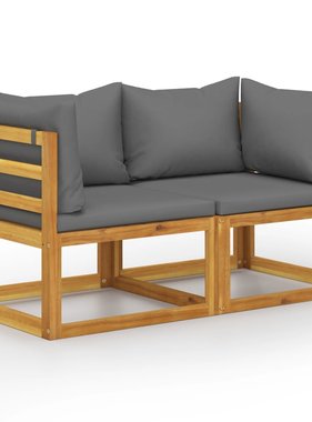 VidaXL Tuinbank 2-zits met donkergrijze kussens