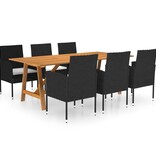 VidaXL 7-delige Tuinset zwart