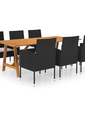 VidaXL 7-delige Tuinset zwart