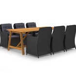 VidaXL 7-delige Tuinset zwart