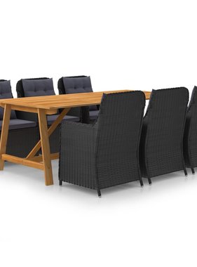 VidaXL 7-delige Tuinset zwart