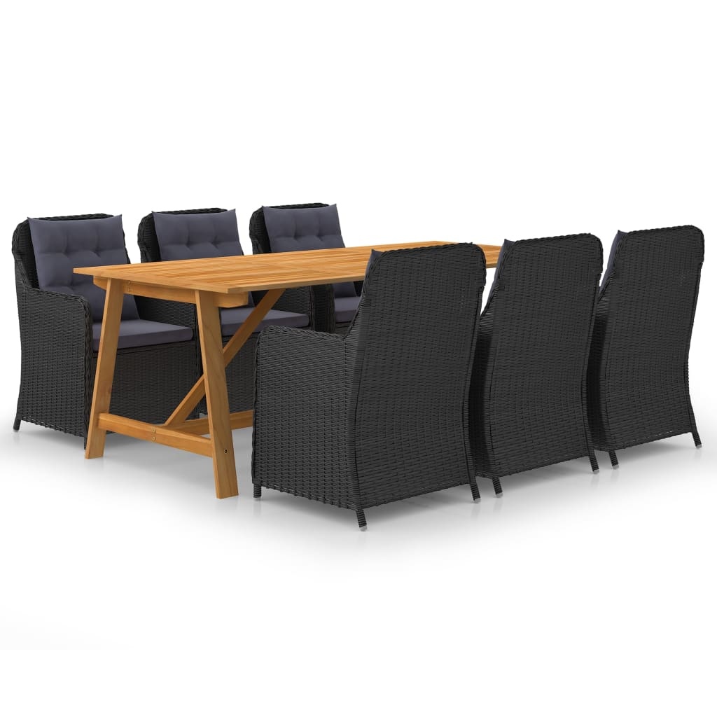 VidaXL 7-delige Tuinset zwart