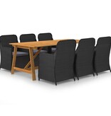 VidaXL 7-delige Tuinset zwart