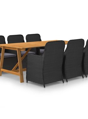 VidaXL 7-delige Tuinset zwart