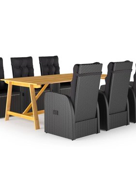 VidaXL 7-delige Tuinset zwart