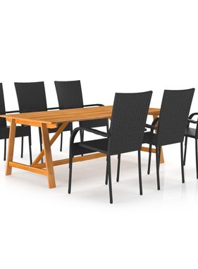 VidaXL 7-delige Tuinset zwart