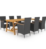 VidaXL 7-delige Tuinset zwart