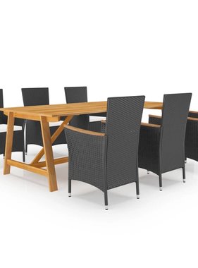 VidaXL 7-delige Tuinset zwart