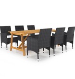 VidaXL 7-delige Tuinset zwart