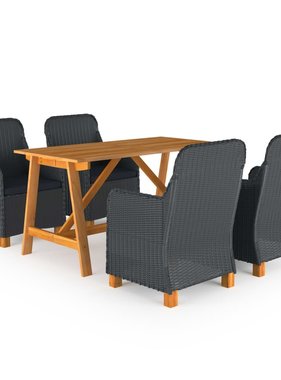 VidaXL 5-delige Tuinset donkergrijs