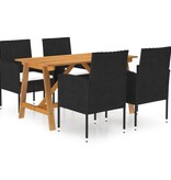 VidaXL 5-delige Tuinset zwart