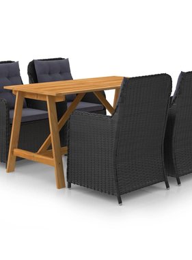 VidaXL 5-delige Tuinset zwart
