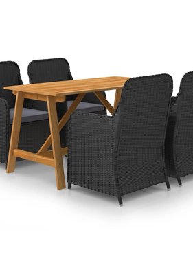 VidaXL 5-delige Tuinset zwart