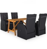 VidaXL 5-delige Tuinset zwart