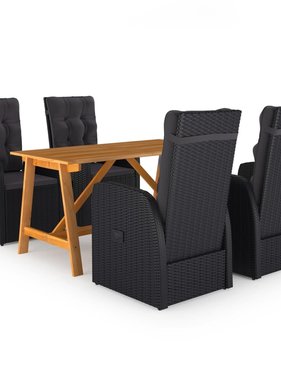 VidaXL 5-delige Tuinset zwart