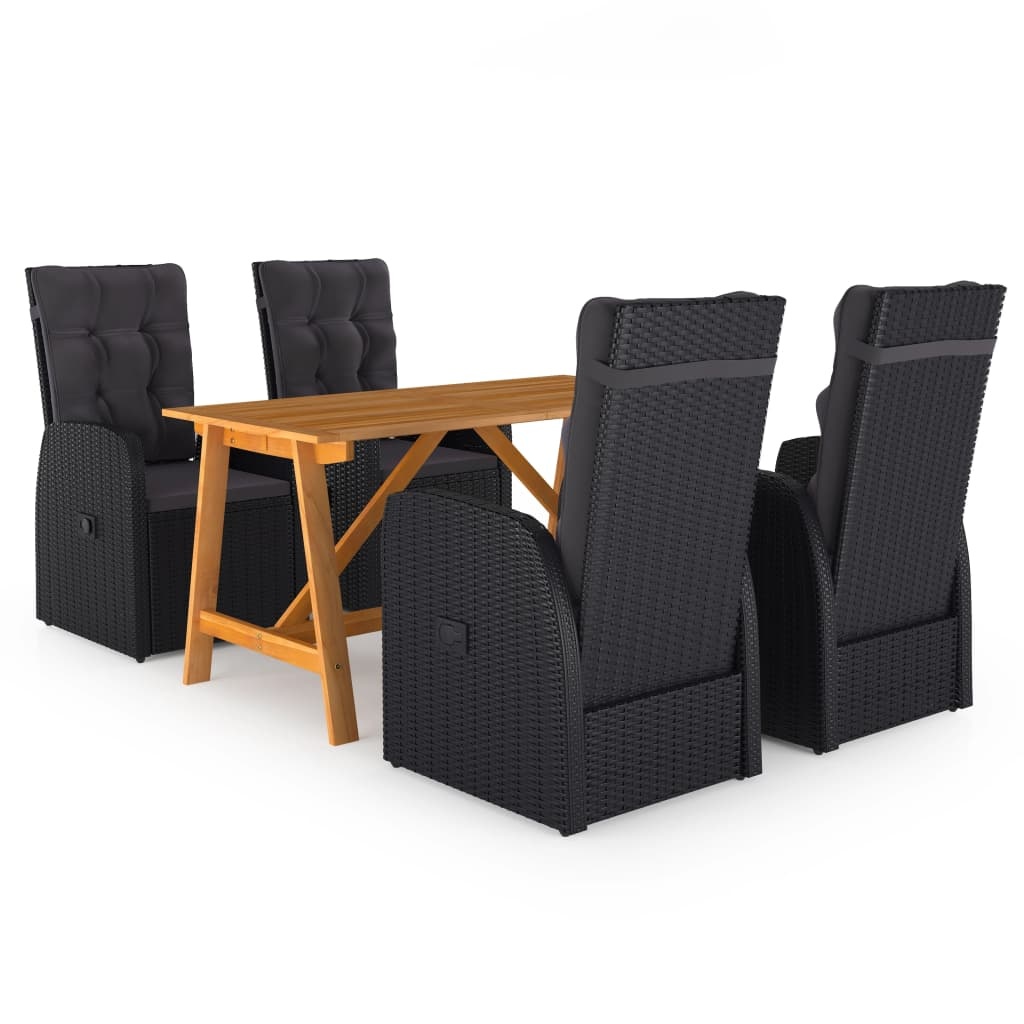 VidaXL 5-delige Tuinset zwart