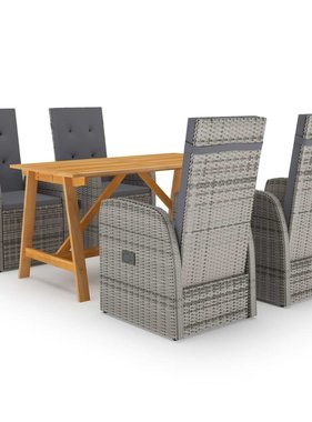 VidaXL 5-delige Tuinset grijs