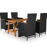 VidaXL 5-delige Tuinset zwart