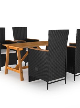 VidaXL 5-delige Tuinset zwart