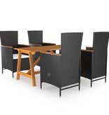 VidaXL 5-delige Tuinset zwart