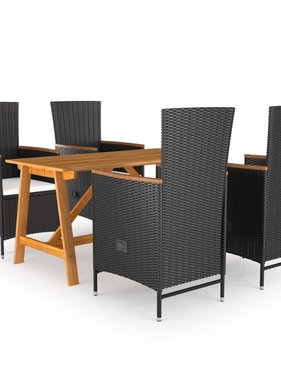 VidaXL 5-delige Tuinset zwart